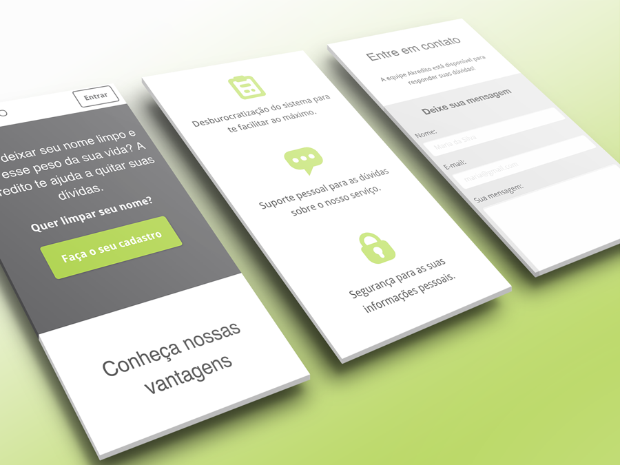 akredito landing page in mobile