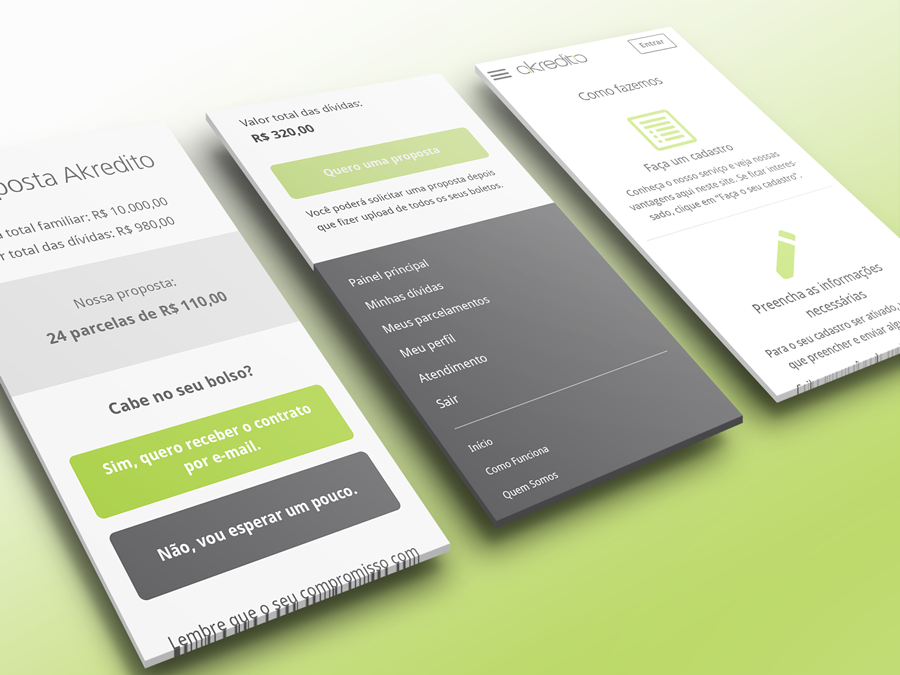 akredito dashboard in mobile
