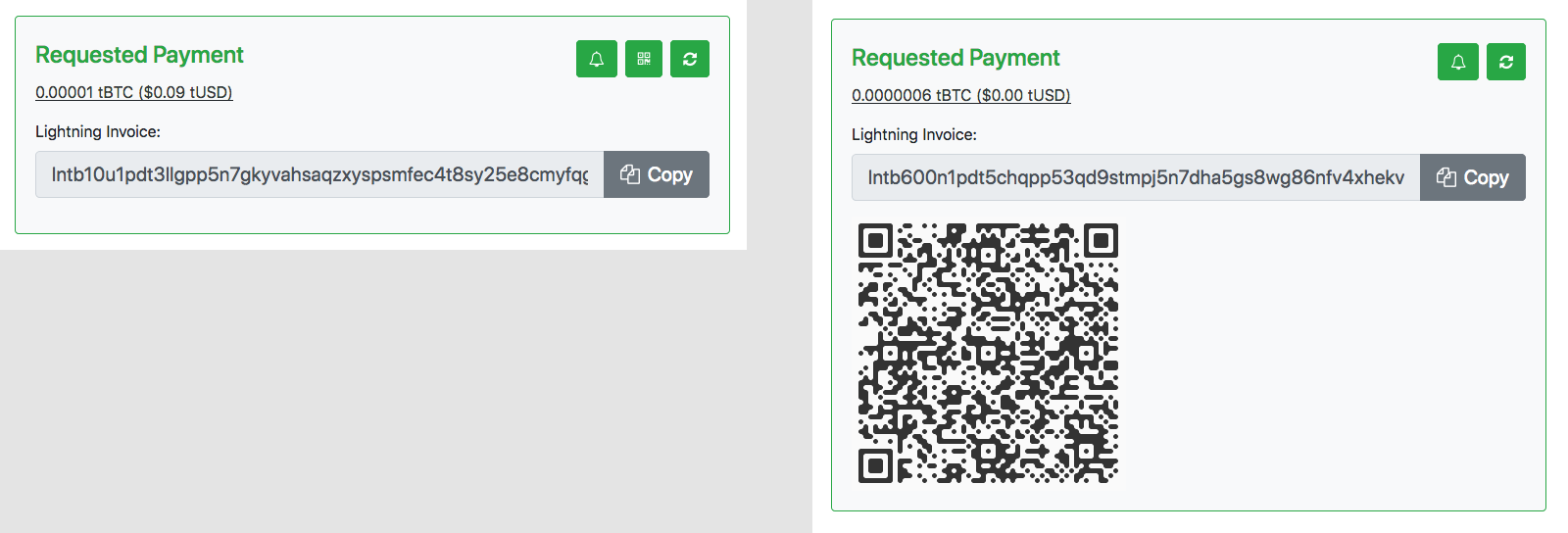 HTLC requesting payment QR code