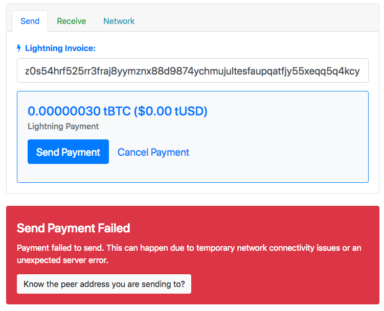 HTLC send payment error