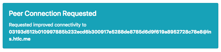 HTLC peer connection requested message