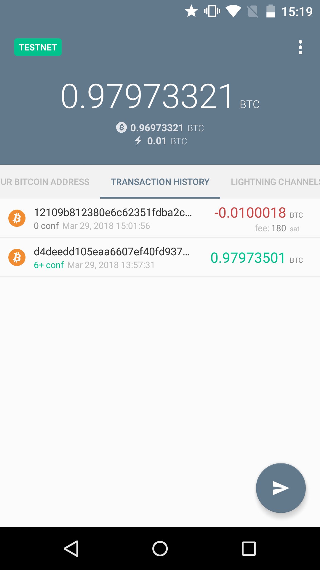Eclair transaction history