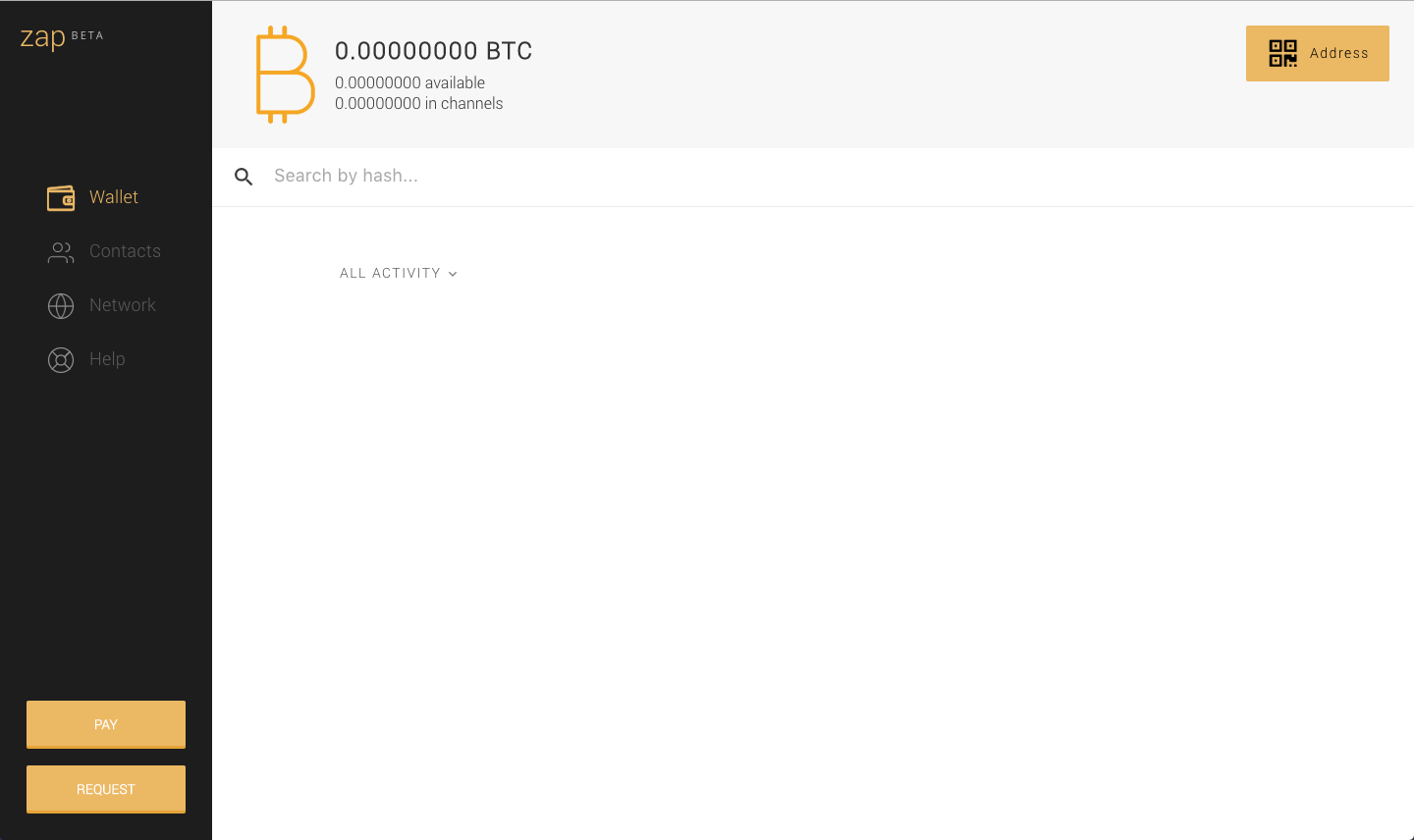 Zap dashboard