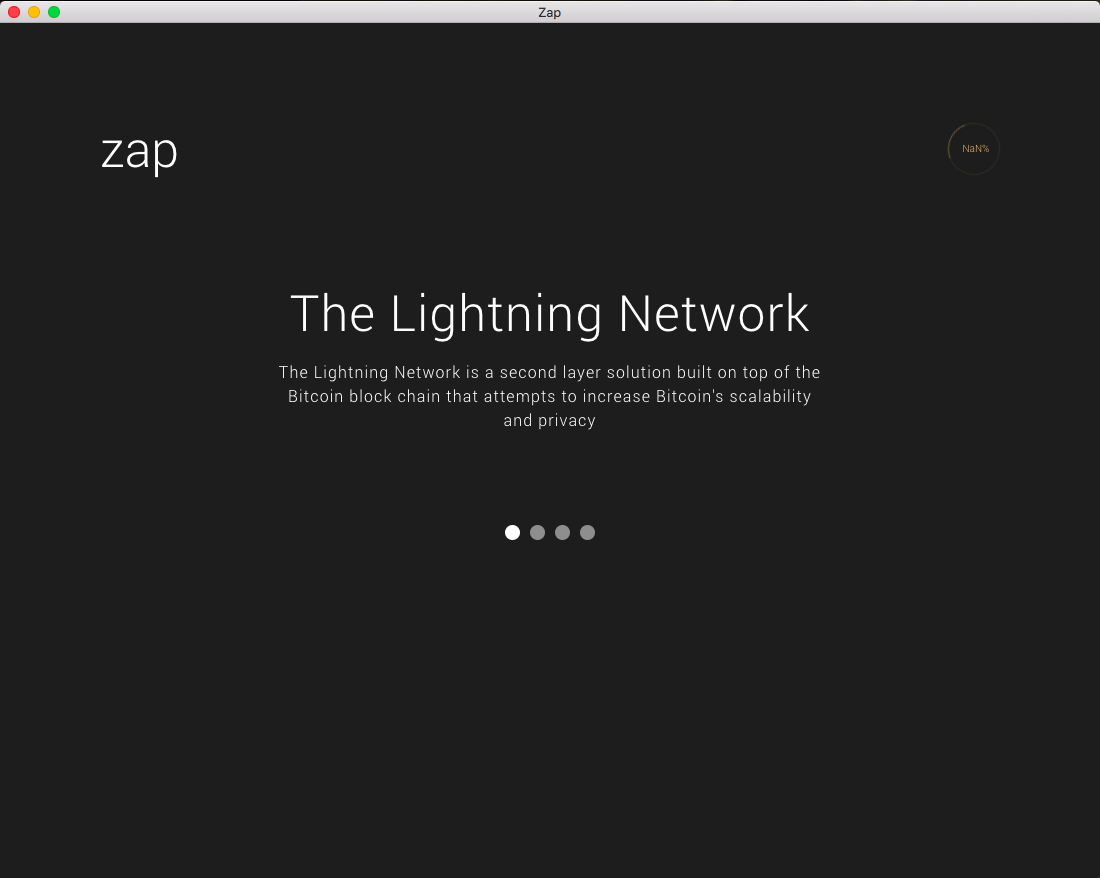 Zap welcome screen