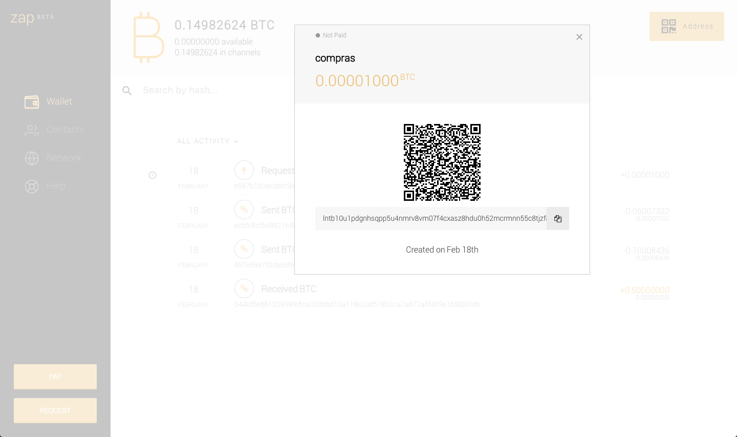 Zap request page filled